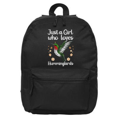 Cool Hummingbird For Girl Tropical Bird Watcher Birder 16 in Basic Backpack