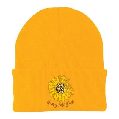 Cute Happy Fall Y'all Leopard Pattern Sunflower Knit Cap Winter Beanie