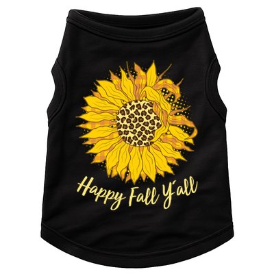 Cute Happy Fall Y'all Leopard Pattern Sunflower Doggie Tank