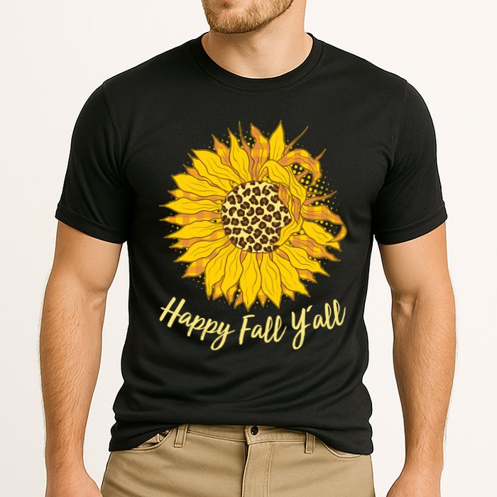 Cute Happy Fall Y'all Leopard Pattern Sunflower Performance Shirt