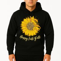 Cute Happy Fall Y'all Leopard Pattern Sunflower Hoodie