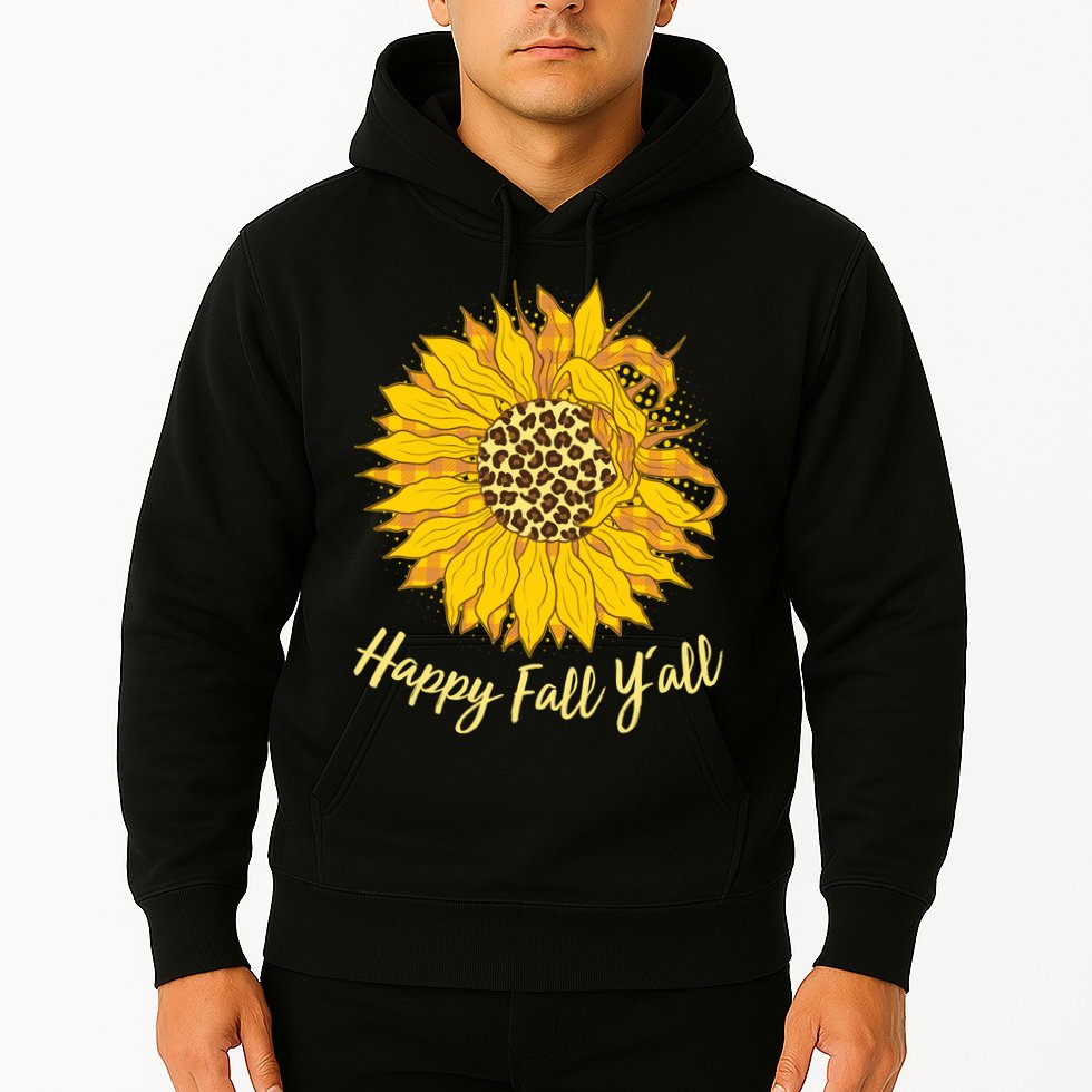 Cute Happy Fall Y'all Leopard Pattern Sunflower Hoodie