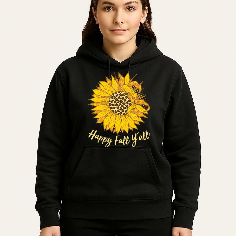 Cute Happy Fall Y'all Leopard Pattern Sunflower Hoodie