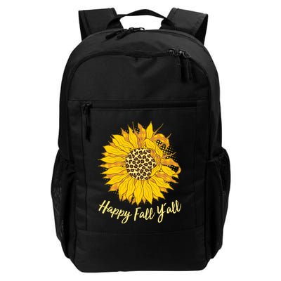 Cute Happy Fall Y'all Leopard Pattern Sunflower Backpack