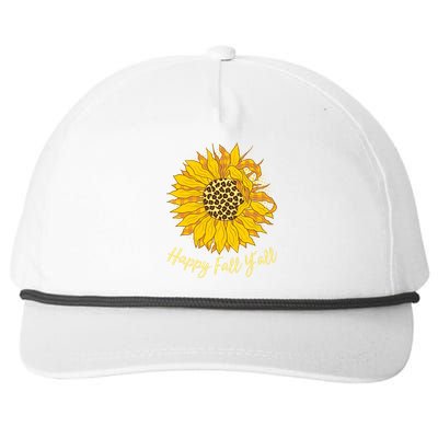 Cute Happy Fall Y'all Leopard Pattern Sunflower Snapback Five-Panel Rope Hat