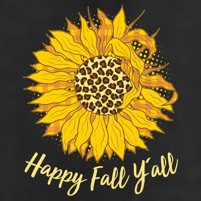 Cute Happy Fall Y'all Leopard Pattern Sunflower Beanie