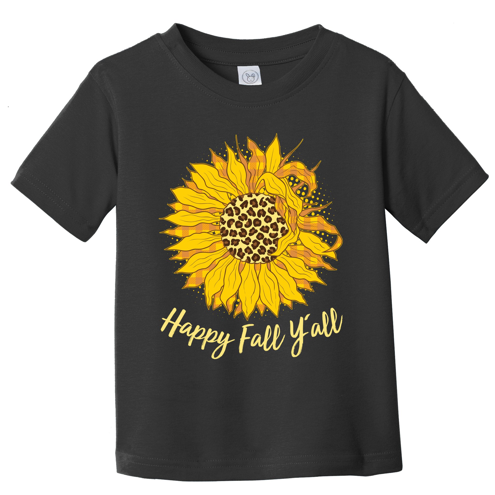 Cute Happy Fall Y'all Leopard Pattern Sunflower Toddler T-Shirt