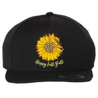 Cute Happy Fall Y'all Leopard Pattern Sunflower Wool Snapback Cap