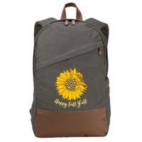 Cute Happy Fall Y'all Leopard Pattern Sunflower Cotton Canvas Backpack