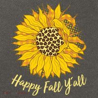 Cute Happy Fall Y'all Leopard Pattern Sunflower Cotton Canvas Backpack