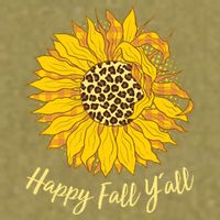 Cute Happy Fall Y'all Leopard Pattern Sunflower Garment-Dyed Women's Muscle Tee