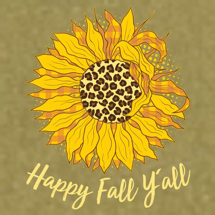 Cute Happy Fall Y'all Leopard Pattern Sunflower Garment-Dyed Women's Muscle Tee