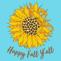 Cute Happy Fall Y'all Leopard Pattern Sunflower Button
