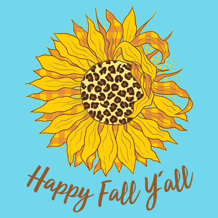 Cute Happy Fall Y'all Leopard Pattern Sunflower Button