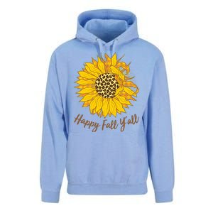 Cute Happy Fall Y'all Leopard Pattern Sunflower Unisex Surf Hoodie