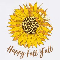 Cute Happy Fall Y'all Leopard Pattern Sunflower Garment-Dyed Sweatshirt
