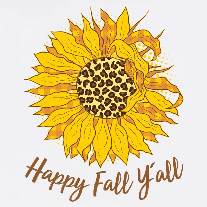 Cute Happy Fall Y'all Leopard Pattern Sunflower Garment-Dyed Sweatshirt