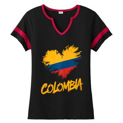 Colombia Heart Flag Ladies Halftime Notch Neck Tee