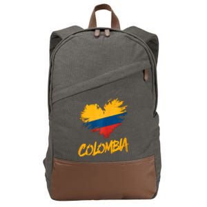 Colombia Heart Flag Cotton Canvas Backpack