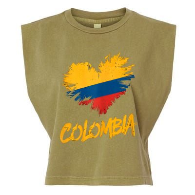 Colombia Heart Flag Garment-Dyed Women's Muscle Tee