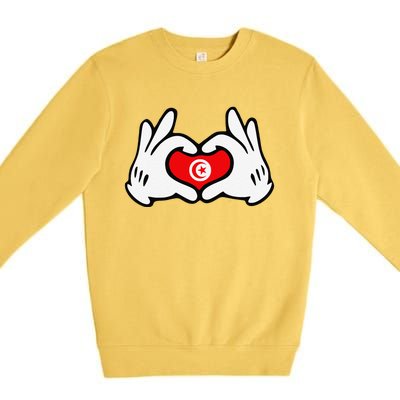 Cartoon Hands Forming Heart Tunisia Flag Premium Crewneck Sweatshirt