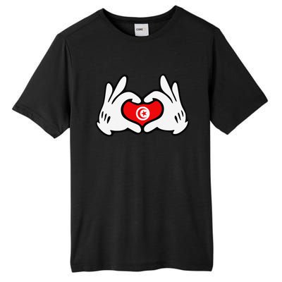 Cartoon Hands Forming Heart Tunisia Flag Tall Fusion ChromaSoft Performance T-Shirt