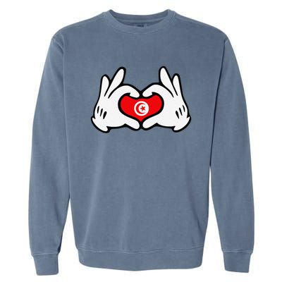 Cartoon Hands Forming Heart Tunisia Flag Garment-Dyed Sweatshirt