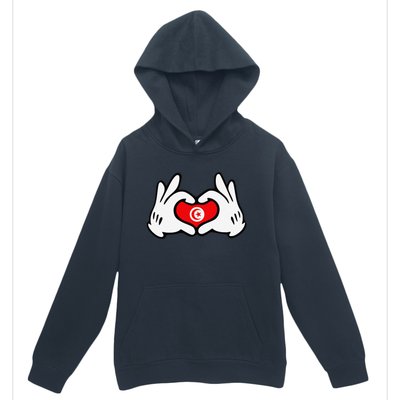 Cartoon Hands Forming Heart Tunisia Flag Urban Pullover Hoodie