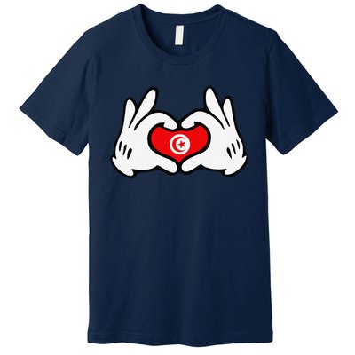 Cartoon Hands Forming Heart Tunisia Flag Premium T-Shirt