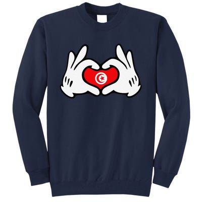 Cartoon Hands Forming Heart Tunisia Flag Tall Sweatshirt