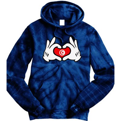 Cartoon Hands Forming Heart Tunisia Flag Tie Dye Hoodie