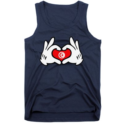 Cartoon Hands Forming Heart Tunisia Flag Tank Top