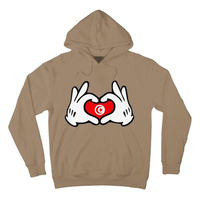 Cartoon Hands Forming Heart Tunisia Flag Hoodie