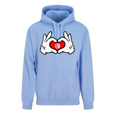 Cartoon Hands Forming Heart Tunisia Flag Unisex Surf Hoodie