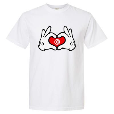 Cartoon Hands Forming Heart Tunisia Flag Garment-Dyed Heavyweight T-Shirt