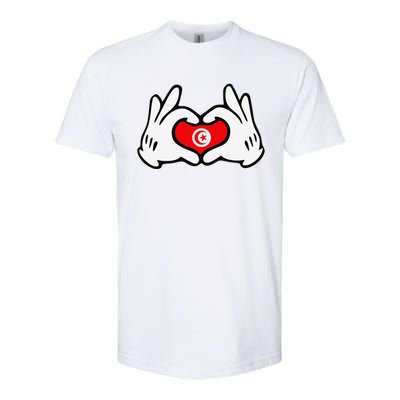 Cartoon Hands Forming Heart Tunisia Flag Softstyle CVC T-Shirt