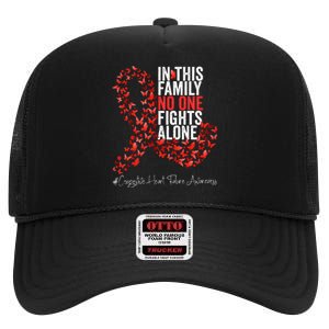 Congestive Heart Failure Awareness Month Red Ribbon High Crown Mesh Back Trucker Hat