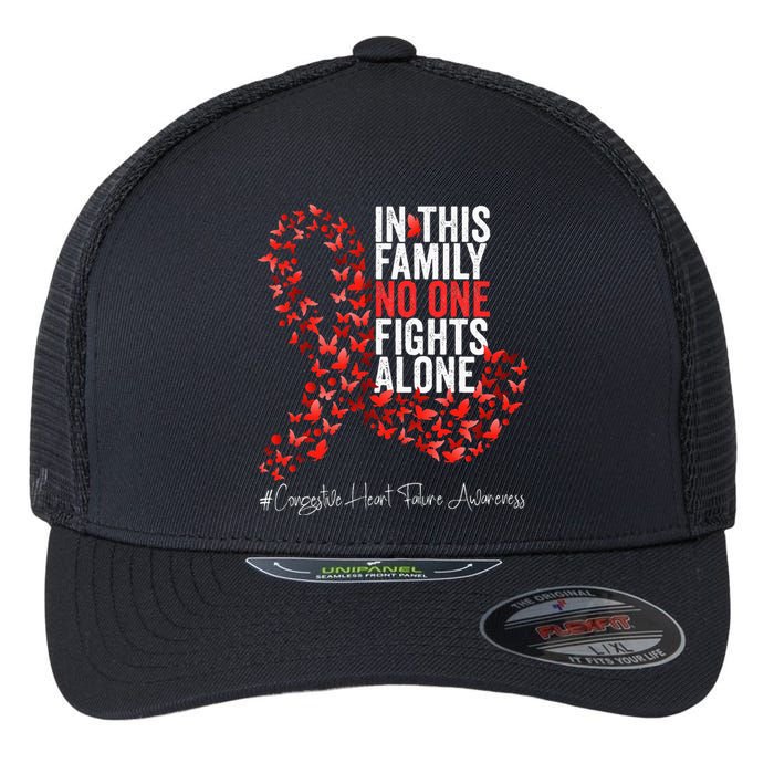 Congestive Heart Failure Awareness Month Red Ribbon Flexfit Unipanel Trucker Cap