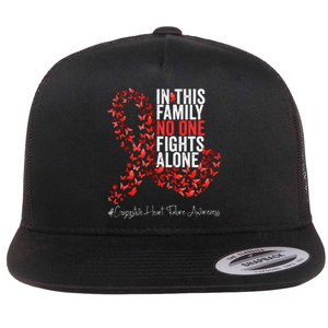 Congestive Heart Failure Awareness Month Red Ribbon Flat Bill Trucker Hat