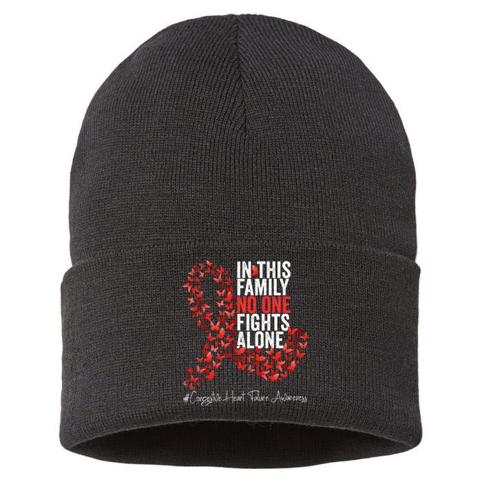 Congestive Heart Failure Awareness Month Red Ribbon Sustainable Knit Beanie