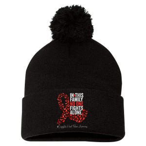 Congestive Heart Failure Awareness Month Red Ribbon Pom Pom 12in Knit Beanie