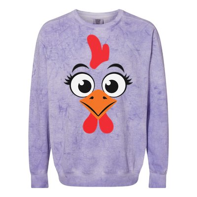 Chicken Hen Face Costume Gift Colorblast Crewneck Sweatshirt