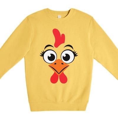 Chicken Hen Face Costume Gift Premium Crewneck Sweatshirt