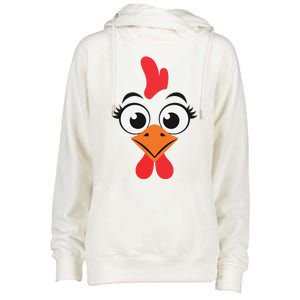 Chicken Hen Face Costume Gift Womens Funnel Neck Pullover Hood