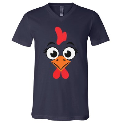 Chicken Hen Face Costume Gift V-Neck T-Shirt