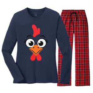 Chicken Hen Face Costume Gift Women's Long Sleeve Flannel Pajama Set 