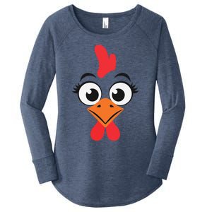 Chicken Hen Face Costume Gift Women's Perfect Tri Tunic Long Sleeve Shirt