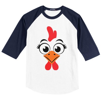 Chicken Hen Face Costume Gift Baseball Sleeve Shirt