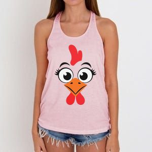 Chicken Hen Face Costume Gift Women's Knotted Racerback Tank