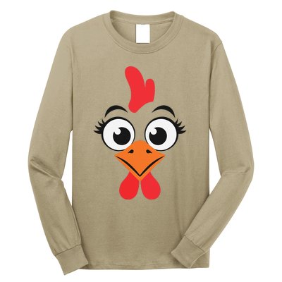 Chicken Hen Face Costume Gift Long Sleeve Shirt